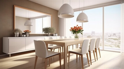 Generative AI, Nordic Elegance: Minimalist Scandinavian Dining Room