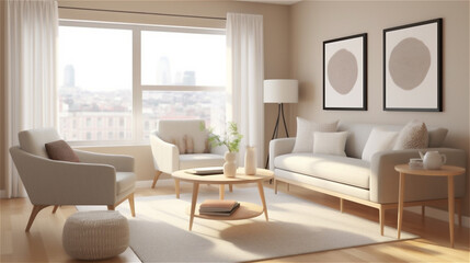 Generative AI, Scandinavian Minimalist Living Room