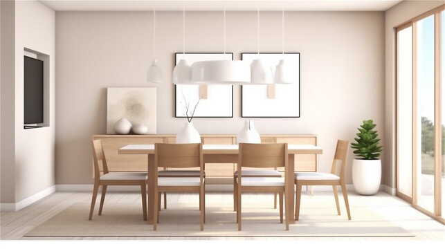Generative AI, Nordic Elegance: Minimalist Scandinavian Dining Room