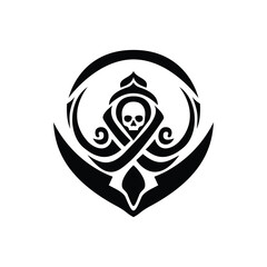 black skull ornament logo vector illustration template design