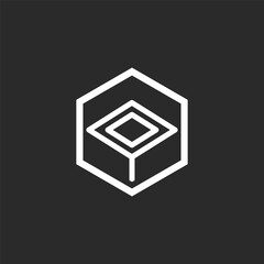 white rectangle geometric minimal logo vector illustration template design