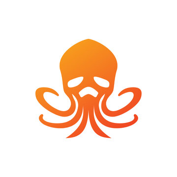 orange octopus skull logo vector illustration template design