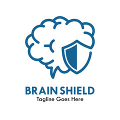 Brain shield design logo template illustartion