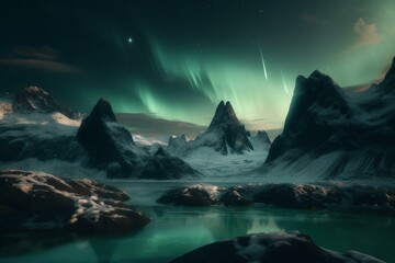 Obraz na płótnie Canvas Illustration of aurora borealis. Generative AI