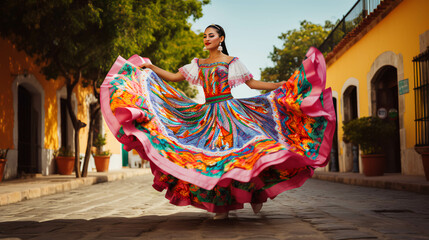 latin american, mexican, traditional, folklore, regional colorful, dancer. ai generative