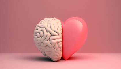 Brain and Heart for Mental health awareness care , Generative Ai - obrazy, fototapety, plakaty