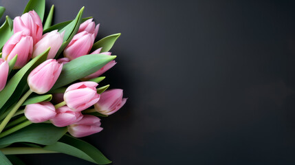 Obraz premium tulips on dark background , Generative Ai 