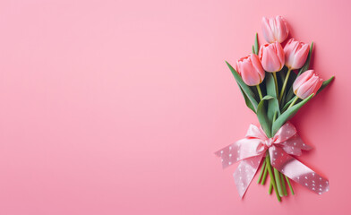 tulips on pink background , Generative Ai	