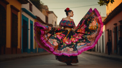 latin american, mexican, traditional, folklore, regional colorful, dancer. ai generative