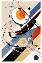 Obraz premium To the stars, Bauhaus style background, trendy 20s geometric design poster design, generative AI digital art.