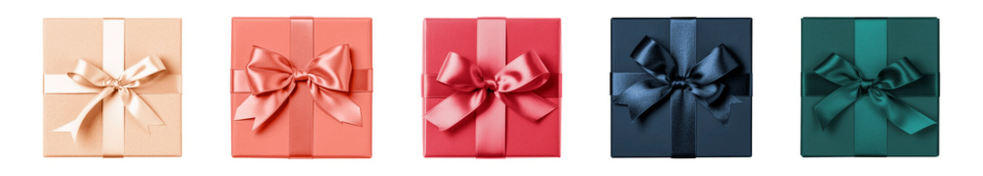 Сolored gift boxes isolated on a transparent background. Generative AI