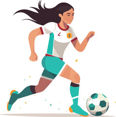 A girl playing soccer.