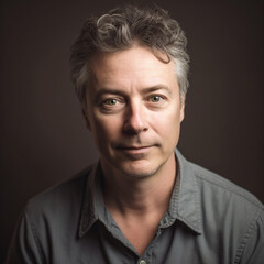 Obraz premium A close up shot of a middle-aged man isolated on a black background Generative Ai