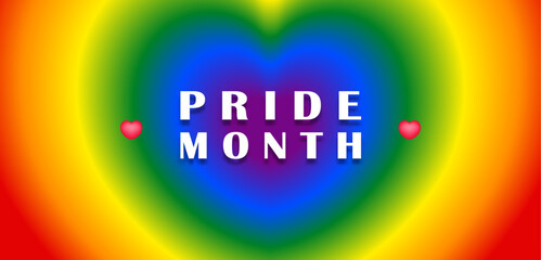 Pride month design Heart gradient blurred background. Vector illustration.