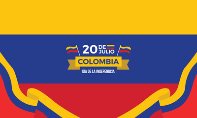 20 de julio colombia background with wavy flags