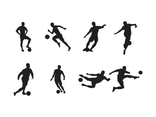 Fototapeta na wymiar football player silhouette creative illustration vector of graphic. set of silhouettes of football player. soccer shoot silhouettes .