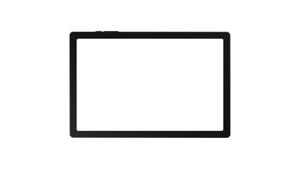 tablet black color with blank touch screen and flare isolated on white background. realistic and detailed device mockup. stock PNG illustration