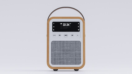 Wooden Portable Radio premium photo 3d render on white background