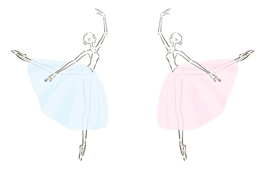 Illustration of two dancing ballerinas.