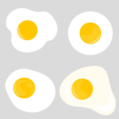 set of fried eggs vector illustration