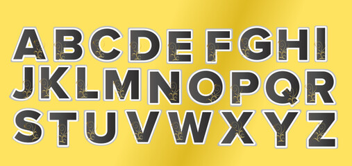 Gold elegant with black font, alphabet letters 