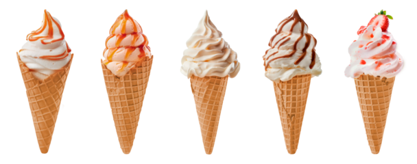 Ice cream cones on isolated background. Generative AI