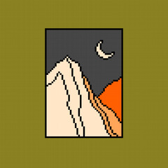 design tamplate pixel art contemporary modern landscape illustrations	