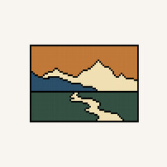design tamplate pixel art contemporary modern landscape illustrations	