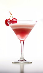 Product shot of Daiquiri Cocktail drink with cherries on the top over a white background created with Generative AI technology