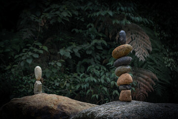 Stacked stones, natural art in the river