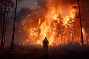 Obraz na płótnie Canvas A pyromaniac burning a forest, generative ai