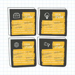 Infographic hand drawn professional steps With Yellow and Black Color. Vector illustration.