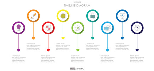 project timeline schedule form charts planner diagram Infographic roadmap template for business. 9 step modern Timeline diagram calendar with presentation vector infographics.