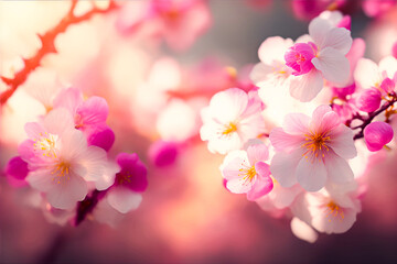 Fototapeta na wymiar Beautiful sakura flower in spring blue sky
