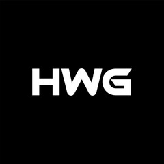 HWG letter logo design with black background in illustrator, vector logo modern alphabet font overlap style. calligraphy designs for logo, Poster, Invitation, etc.