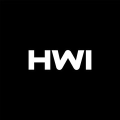 HWI letter logo design with black background in illustrator, vector logo modern alphabet font overlap style. calligraphy designs for logo, Poster, Invitation, etc.