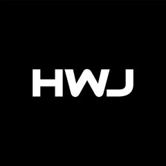 HWJ letter logo design with black background in illustrator, vector logo modern alphabet font overlap style. calligraphy designs for logo, Poster, Invitation, etc.