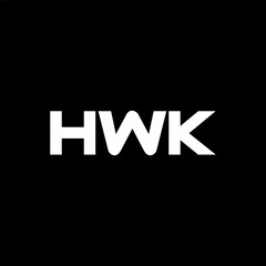 HWK letter logo design with black background in illustrator, vector logo modern alphabet font overlap style. calligraphy designs for logo, Poster, Invitation, etc.