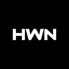 HWN letter logo design with black background in illustrator, vector logo modern alphabet font overlap style. calligraphy designs for logo, Poster, Invitation, etc.