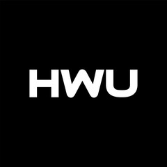 HWU letter logo design with black background in illustrator, vector logo modern alphabet font overlap style. calligraphy designs for logo, Poster, Invitation, etc.