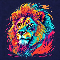 Plakat Lion, vector design, vibrant colors, AI generated