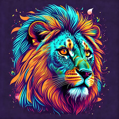 Lion, vector design, vibrant colors, AI generated