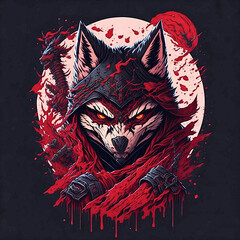 Wolf warrior, vector design, vibrant colors, AI generated