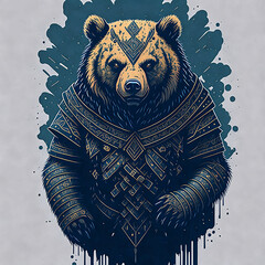 warrior bear, vector design, splash vibrant colors, generated by AI