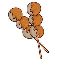 street food illustration set_Pentol sambal kacang