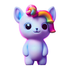 fantasy unicorn, cute 3d cartoon unicorn isolated on transparent background, Generative AI