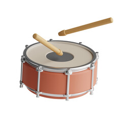 A 3D illustration of a drum, a percussion instrument played by striking with hands or drumsticks