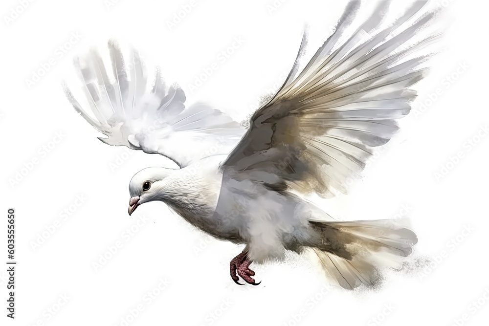 Canvas Prints graceful white bird in mid-flight with blue sky in the background Generative AI