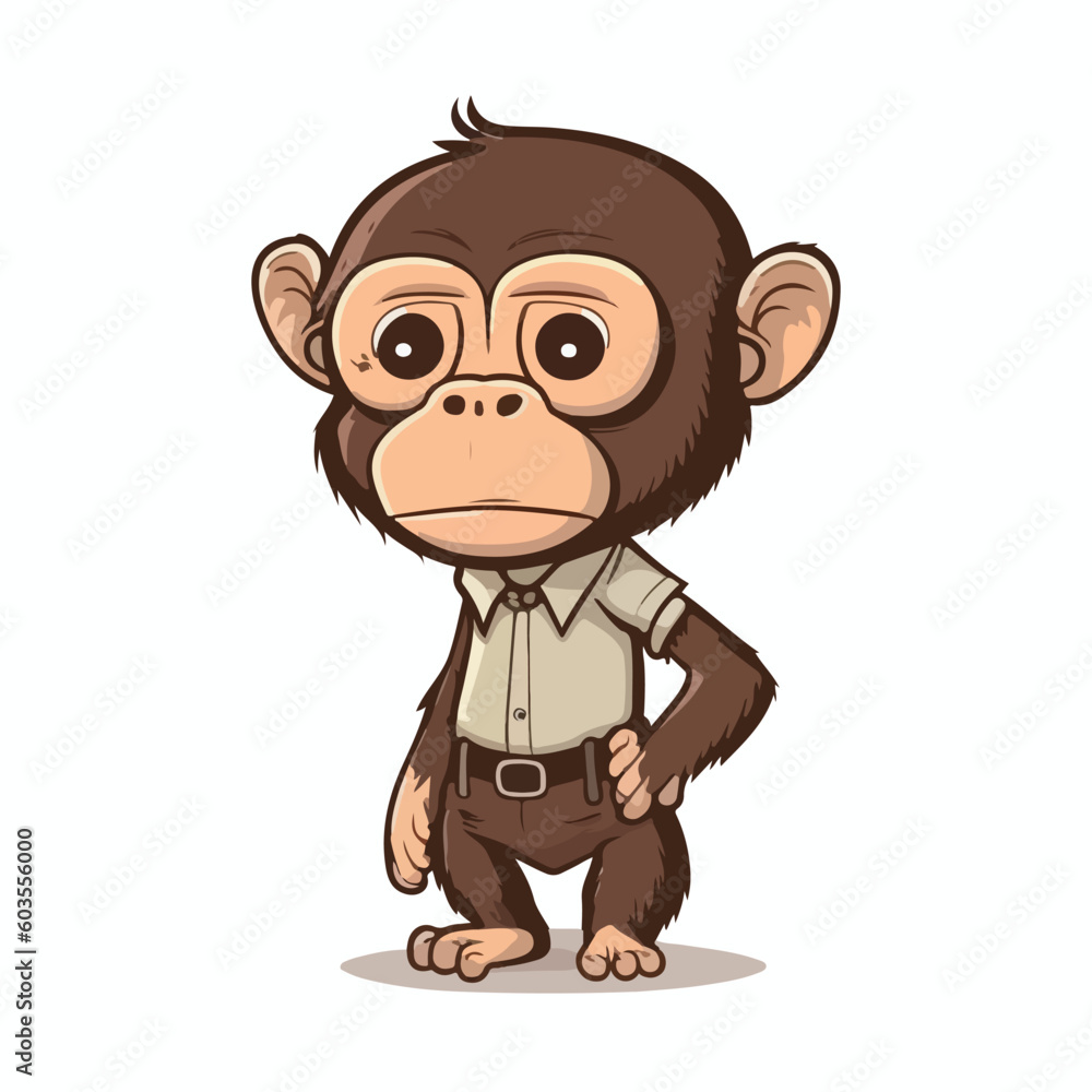 Wall mural vector cute chimpanzee cartoon style