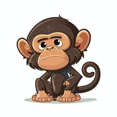 vector cute chimpanzee cartoon style